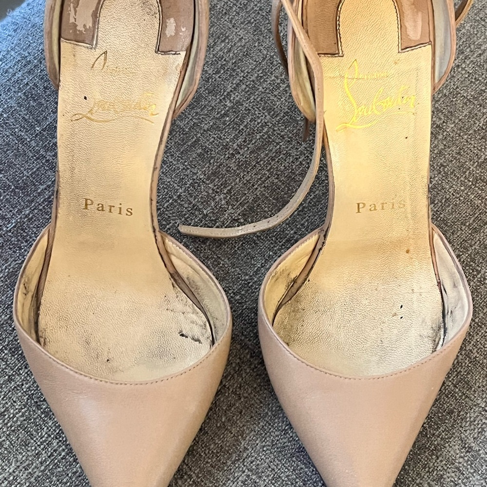 Christian Louboutin Cream Pointed-Toe Heels